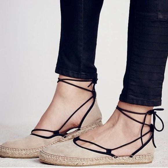 Free People Womans Tan Saude Marina Espadrille Lace-Up Flats with Wrap Laces 6.5 - Picture 3 of 6